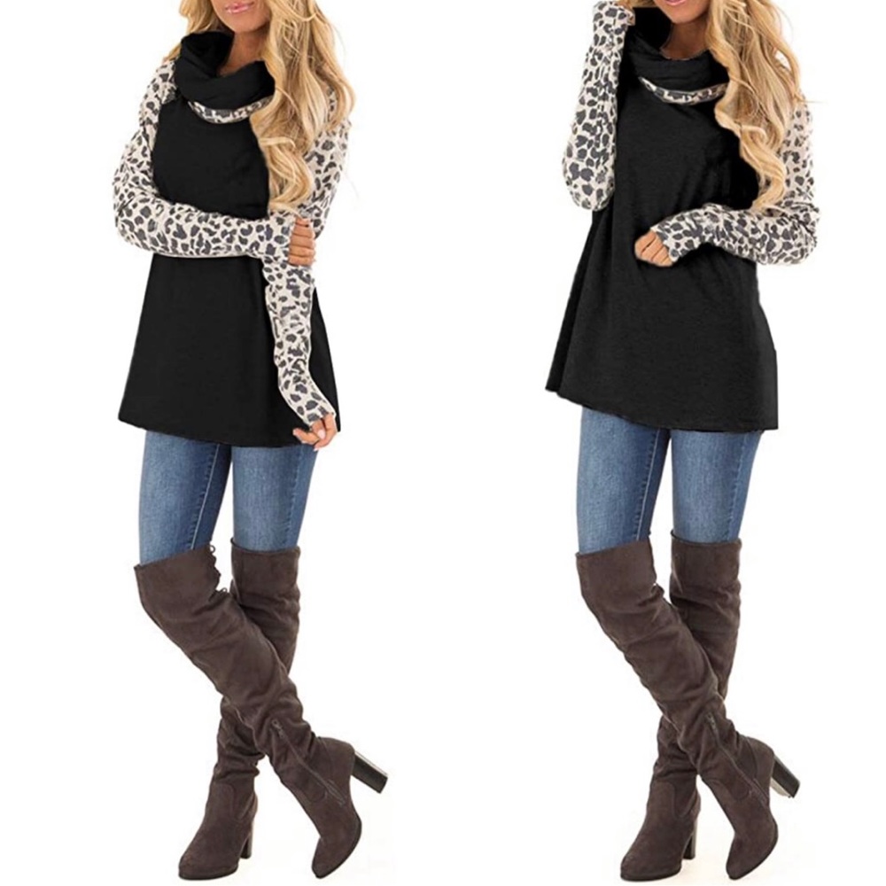🖤 CAMI Womens Cowl Neck Leopard Print Top🖤